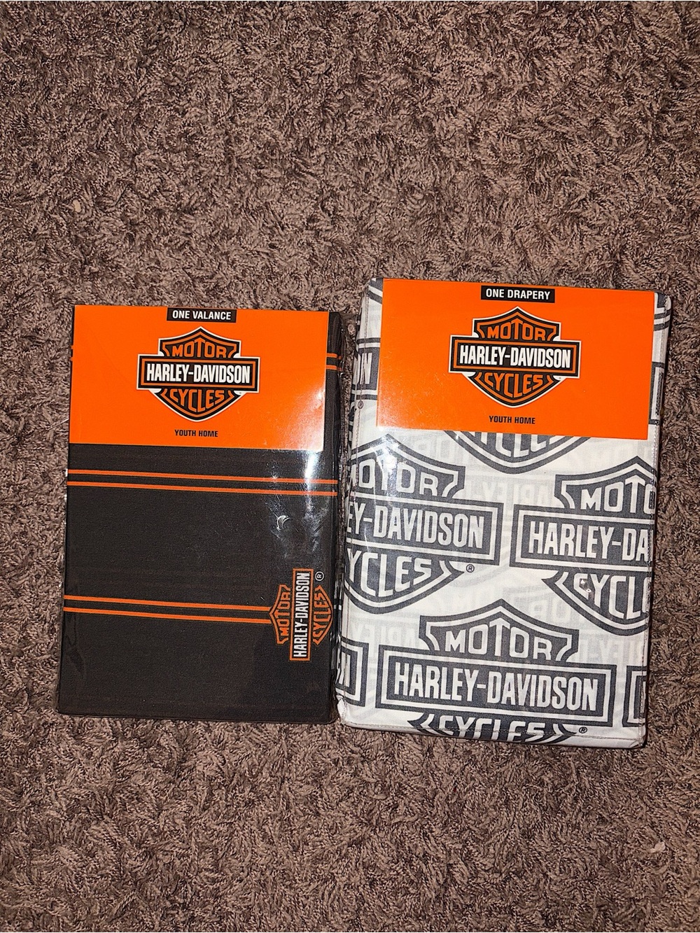 New!! Harley-Davidson Window Curtains & Valance Matching Set Vintage